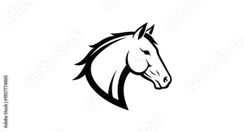 Black and White Horse Head Illustration.