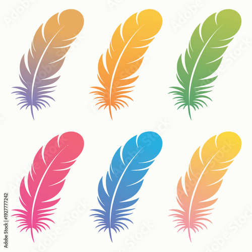 Wallpaper Mural Set of Vector Feather Illustrations with Soft Plumes and Quill Icons Torontodigital.ca