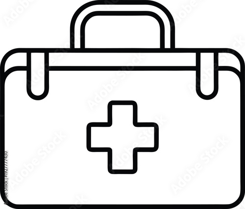 First Aid Medical Kit Bag Line Art Icon for Emergency