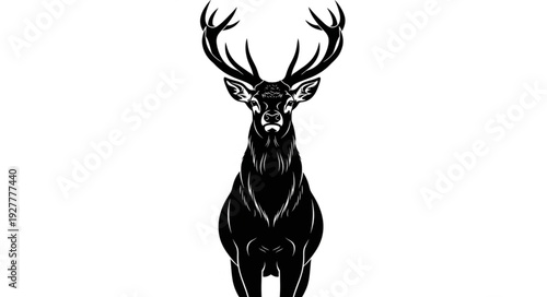 Black and White Deer Illustration.