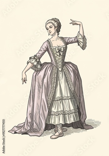 Elegant Rococo Era Female Ballet Dancer Poster