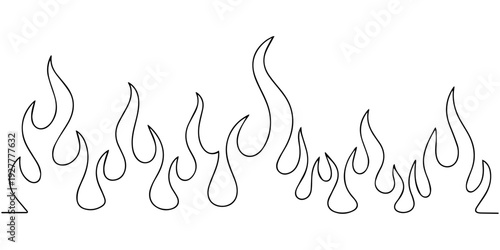 continuous one line drawing Flame line icon set