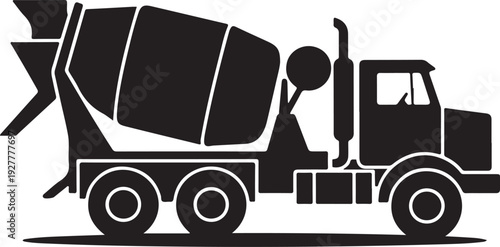Cement truck mixer vector icon