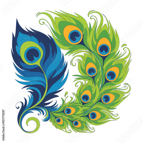 Wallpaper Mural Peacock Feather Vector Floral Pattern on Black Background Torontodigital.ca