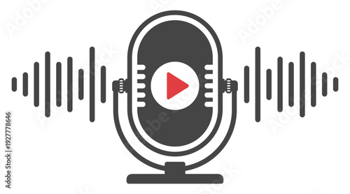 Retro microphone with sound wave