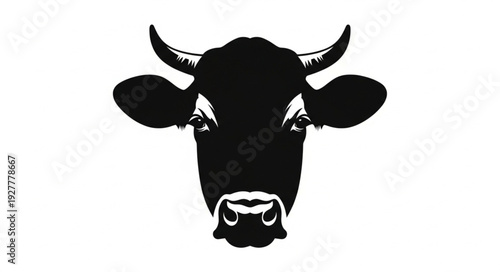 Black Cow Head with Horns.