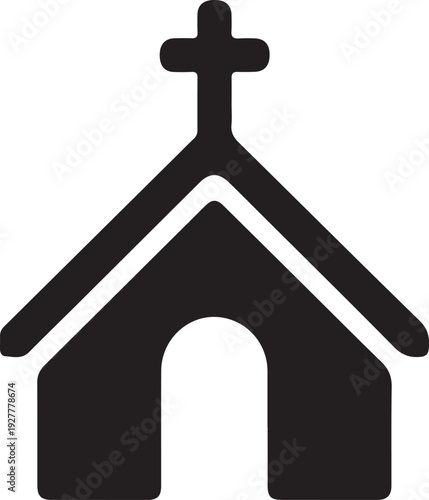Christian church, chapel with cross flat icon for apps and websites