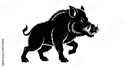 Black Boar Silhouette Running Wild.