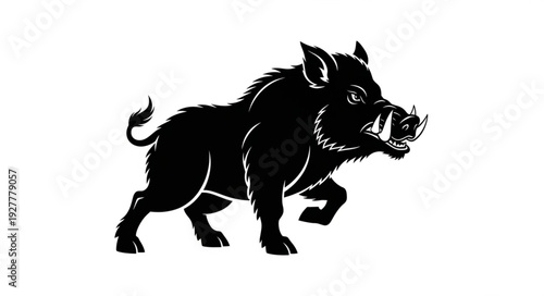 Black Boar Silhouette Running Wild.