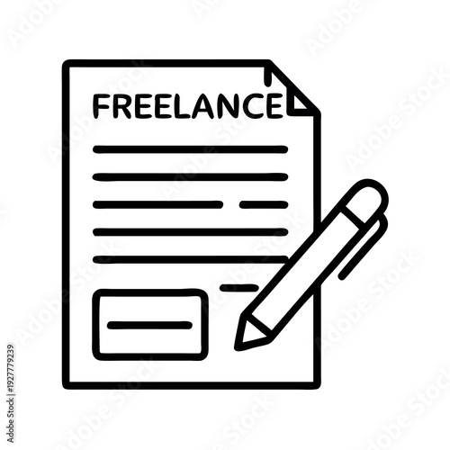Freelance contract document with pen icon, representing remote work and independent business