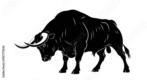 Black Bull Silhouette Graphic Illustration.