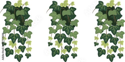 Green ivy vine seamless pattern vector illustration featuring lush climbing leaves and natural botanical decorative background design