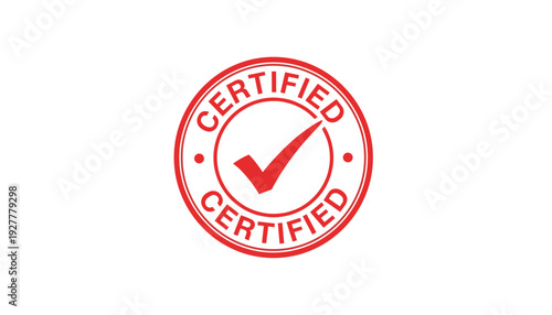 Red Certified stamp with checkmark symbol