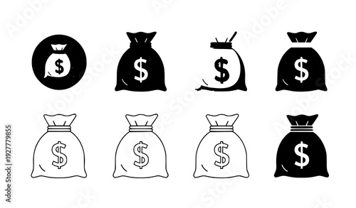 Business Money Bag Dollar Symbol Vector Illustration
