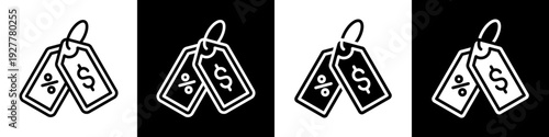 Price Tag Line And Solid Icon In White And Black Background