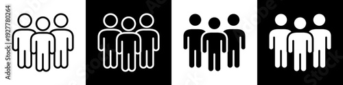 Customer Group Line And Solid Icon In White And Black Background