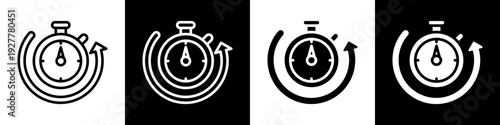 Time Management Line And Solid Icon In White And Black Background