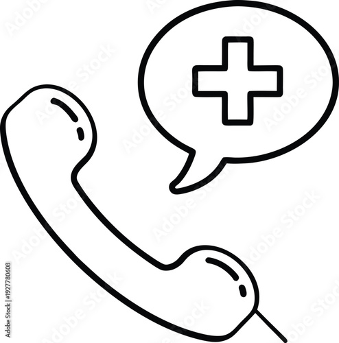 Emergency Medical Hotline Telephone Line Art Icon
