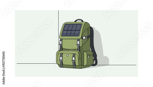 Green solar powered backpack for outdoor adventures and eco friendly travel