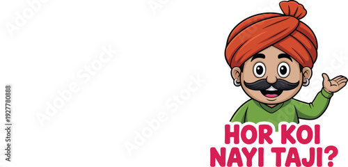 Punjabi Man Cartoon Greeting Graphic, art work