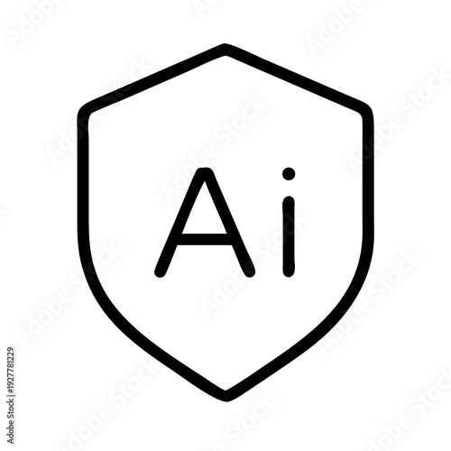 AI shield icon with text 'Ai', symbolizing artificial intelligence, protection, and advanced technology