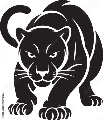 Crouching Black Panther Ink, Full Length Silhouette