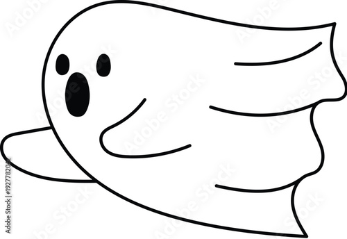 Funny ghost in a white sheet character, Adorable cute white sheet ghost for halloween cartoon