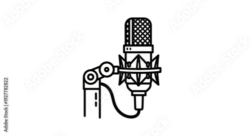 Minimalist icon of a studio microphone on a stand