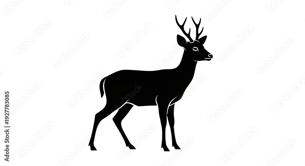 Fototapeta premium Black Deer Silhouette with Antlers.