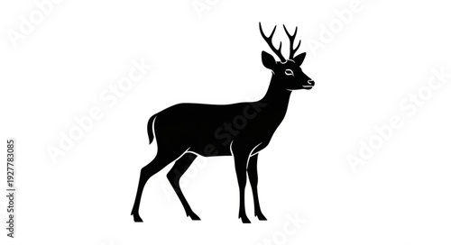 Black Deer Silhouette with Antlers.