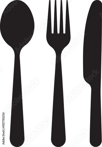 Dining silverware flat icon with spoon, knife and fork