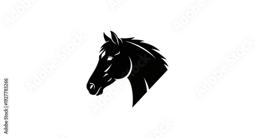 Black Horse Head Silhouette Illustration.