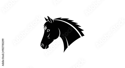 Black Horse Head Silhouette Illustration.