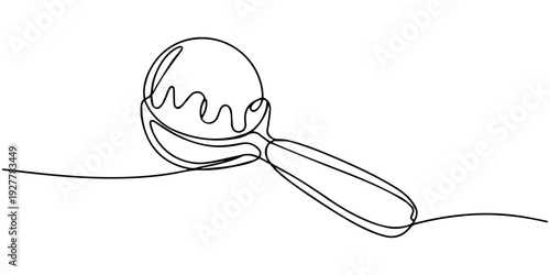 One continuous line drawing of an ice cream scoop. simple linear style Doodle vector illustration Editable stroke.