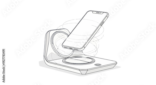 Smartphone connecting to wireless charger with charging animation