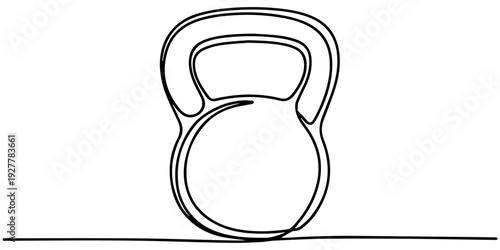 Kettlebell continuous line art drawing. Kettlebell one line icon. Vector illustration. Continuous one line drawing kettlebell for exercise. Gym, fitness concept.
