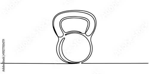 Kettlebell continuous line art drawing. Kettlebell one line icon. Vector illustration. Continuous one line drawing kettlebell for exercise. Gym, fitness concept.