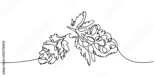 continuous one line drawing Single large cannabis leaf in a minimalist style on a bold red background, creating a dynamic vibe