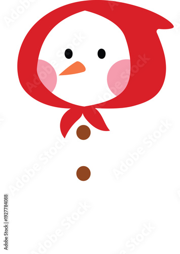 Cute rosy cheek snowman wearing red headscarf, Blush snowman cartoon with turban illustration