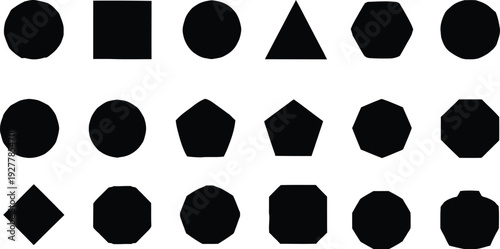 Geometric shapes in various forms and orientations