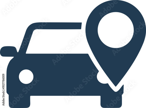 Car with Location Pin Graphic Illustration.