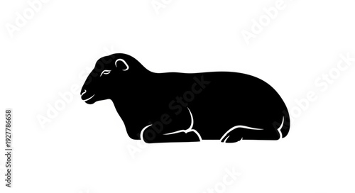 Black Sheep Silhouette Lying Down.