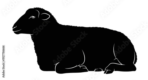 Black Sheep Silhouette Lying Down.