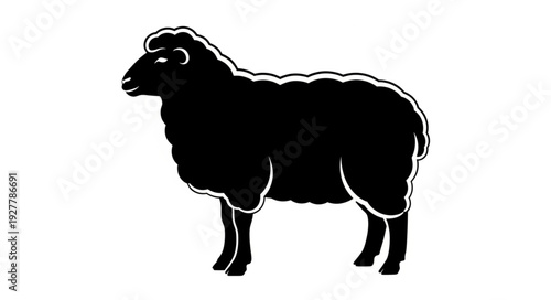 Black Sheep Silhouette Standing Alone.