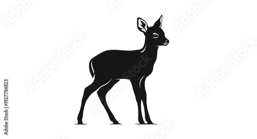 Black Silhouette Deer Standing Alone.