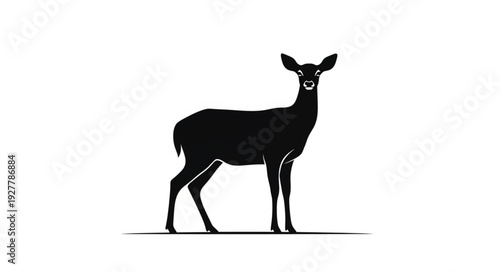Black Silhouette Deer Standing Alone.