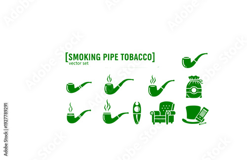 Smoking Pipe Tobacco Vector Set - Black Silhouette Illustrations, Tobacco Culture Graphics, Pipe Icons, Vintage Gentleman Design Elements