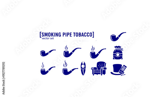 Smoking Pipe Tobacco Vector Set - Black Silhouette Illustrations, Tobacco Culture Graphics, Pipe Icons, Vintage Gentleman Design Elements