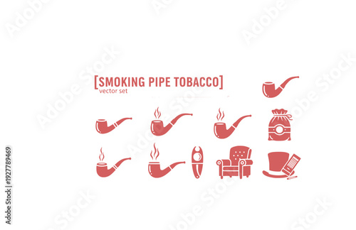Smoking Pipe Tobacco Vector Set - Black Silhouette Illustrations, Tobacco Culture Graphics, Pipe Icons, Vintage Gentleman Design Elements