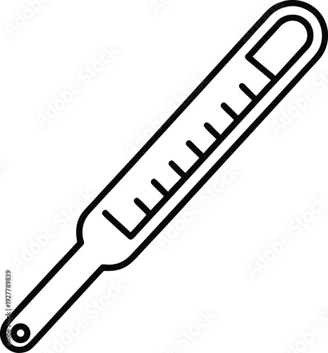 Medical Thermometer Line Art Icon for Temperature and Fever Measurement